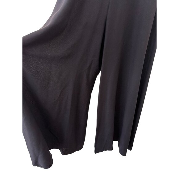 Black Sleeveless Maxi Jumpsuit Rhinestone Waist Detail & Sheer Accents Small - Picture 2 of 5